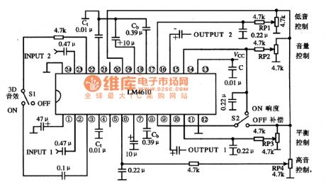 Typical Applied Circuit Diagram of LM4610 Integrated Circuit