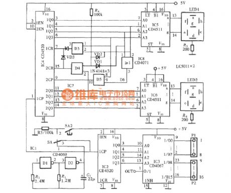 Sixteen Channels Digital Display Auto-patrol Circuit Diagram