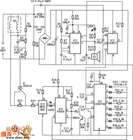 7W electronic repellent circuit
