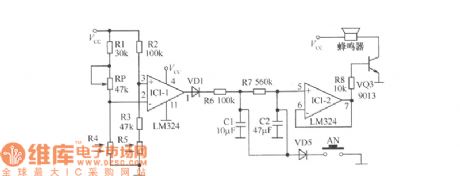 Circuit principle gas furnace flameout alarm circuit