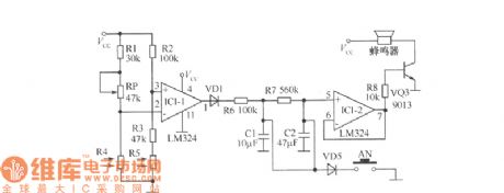Circuit principle gas furnace flameout alarm circuit