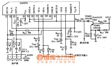 Typical Applied Circuit Diagram of LM1876 Integrated Circuit