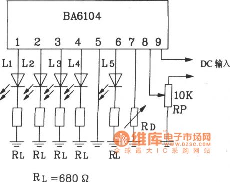 BA6104--the 5 bit LED potentiometer drive integrated basic application circuit