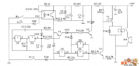 The sound and light alarm circuit diagram 2 for industrial instrumentation