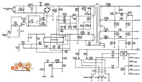 color monitor EMC EM-1428 type power supply circuit