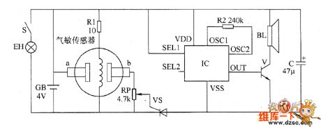 The gas limiting alarm mining lamp circuit diagram 3