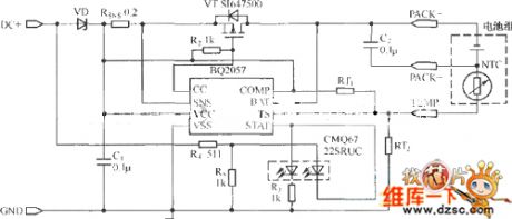 BQ2057 charger circuit uses the P-channel MOSFET design