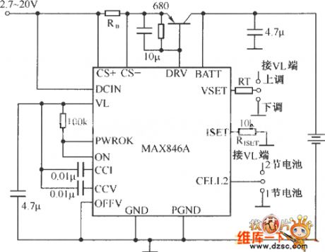Practical lithium ion battery charger circuit composed of the MAX846A