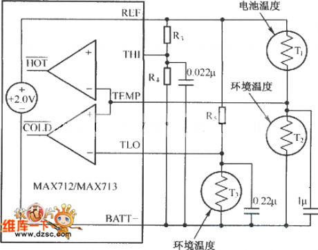 MAX712/MAX713 temperature control typical circuit