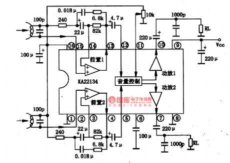 KA22134-Single chip stereo player integrated circuit