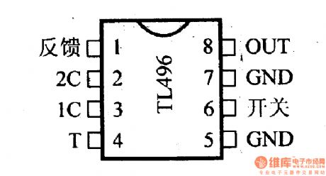 TL496 switch regulator, main features and pin of DC-DC circuit and power supply monitor