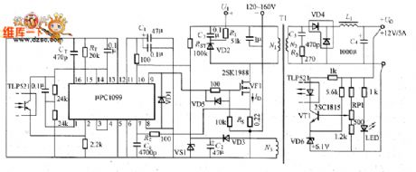 μPC1099 switching power supply circuit