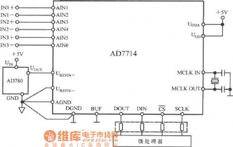 Isolated Data Acquisition System Circuit composed by AD7714 and Microprocessor