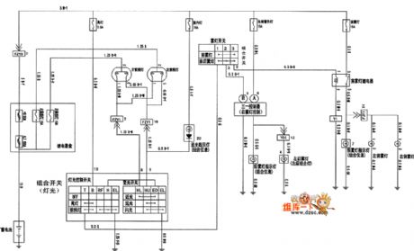 Vizi saloon car headlight, rear foglight and front foglight circuit