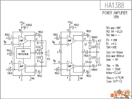 HA1388 audio IC circuit diagram