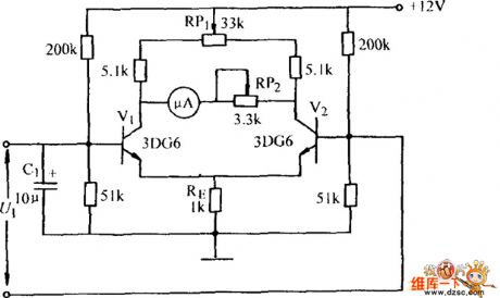 The amplifier circuit diagram for measuring small current