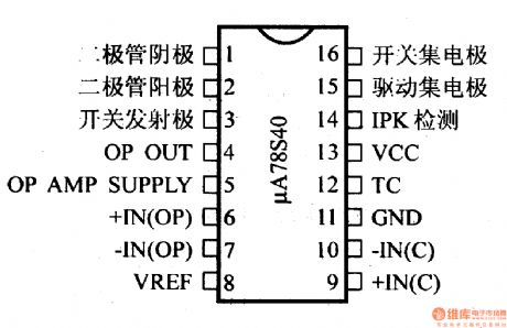 μA78S40 control circuit, main features and pin of DC-DC circuit and power supply monitor