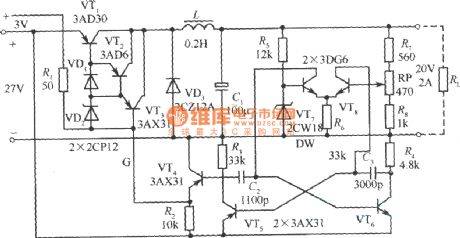 Practical circuit of the step-down chopper type switching voltage stabilization power supply