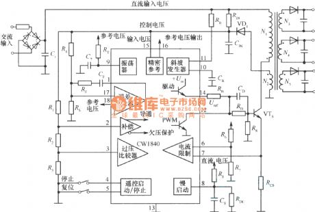 Small power switching power supply circuit produced by the CWl840
