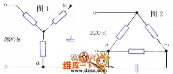 The circuit of the 3-phase motor powered by the single phase