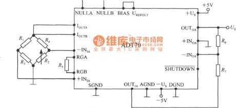 The resistance strain guage application circuit diagram of ADT70ADT70 platinum RTD signal conditioner