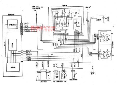 Nanjing Iveco A30.10 intermediate/low ceiling light car and Zhongnan air-conditioner system circuit