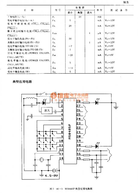 M58485P (TV and audio equipment) 29 functions infrared remote control receiving circuit