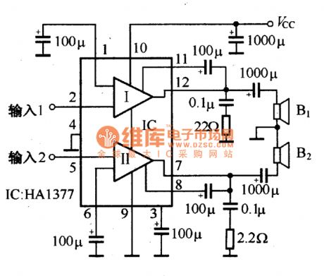 Integrated power amplifer application reference circuit