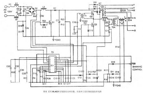 High power factor, high efficiency electronic ballast controller ML4831
