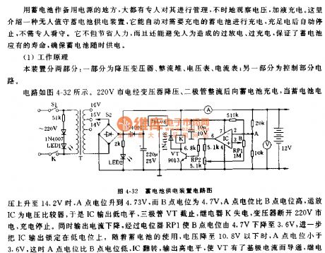 Unattended storage battery automatic power supply device circuit