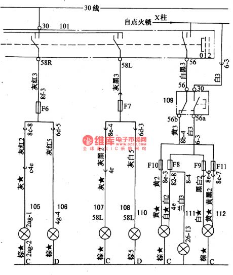 The lighting system, turn and danger alarm signal circuit of Santana 2000 (see as figure 1 and 2)