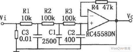 Active Lowpass Filter Circuit with Attenuation of -18dB Every Octave