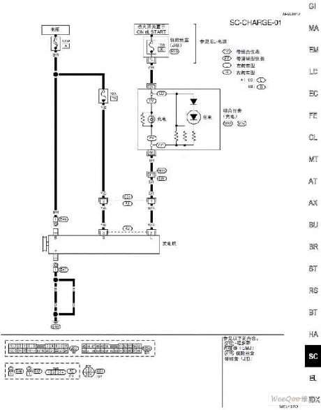 TEANA A33-EL Charging System Circuit
