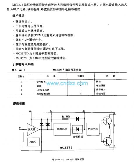 MC3373 infrared remote control receiving pre-S amplification and coding signal processing circuit