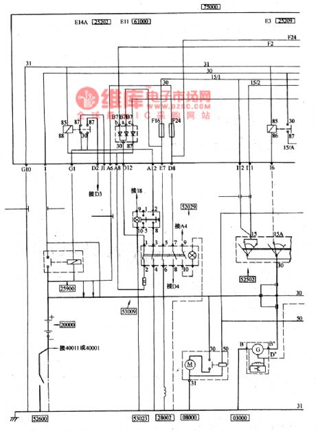 The power supply and starting circuit of Nanjing-Iveco light car