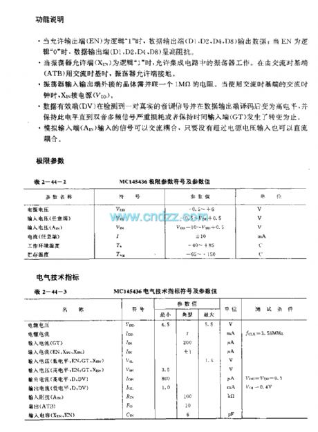 MCl45436 general infrared remote control receiving circuit (dual-tone multi-frequency signal receiving circuit)