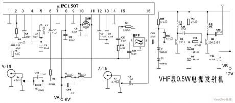 VHF 0.5 W TV Transmitter Circuit
