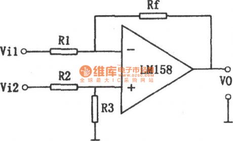 Single Operational Amplifier Basic Subtraction Circuit Composed Of LM158