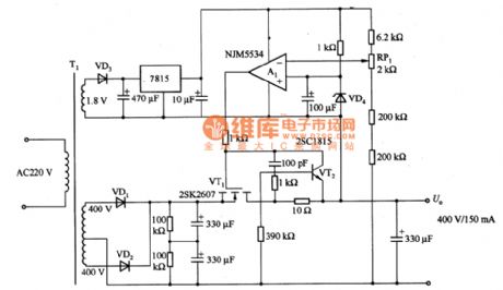 Regulated Power Supply Circuit with 400V/150mA Output
