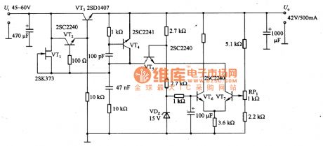 Regulated Power Supply Circuit with 42V/500mA Output