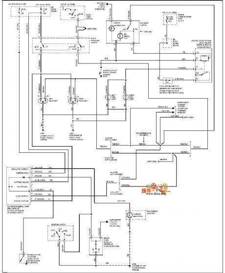 Mazda 95TAURUS(with DRL)headlight fog lamp circuit diagram