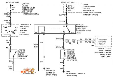 Mazda 95TAURUS back door circuit diagram