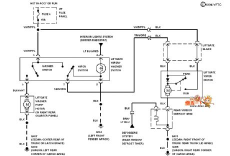 Mazda 94TAURUS back windscreen wiper circuit diagram