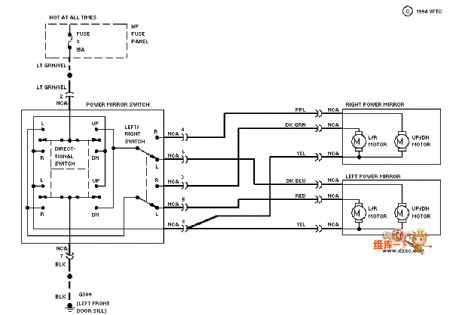 Mazda 94TAURUS electric rearview mirror circuit diagram
