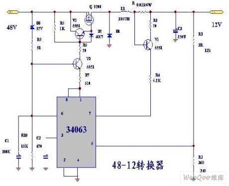 48 V input 12 V output DC step-down voltage circuit