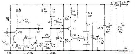 Crystal frequency stabilization FM circuit