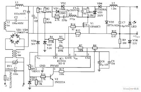 Single stage PFC high brightness LED driver circuit achieving 700 mA current