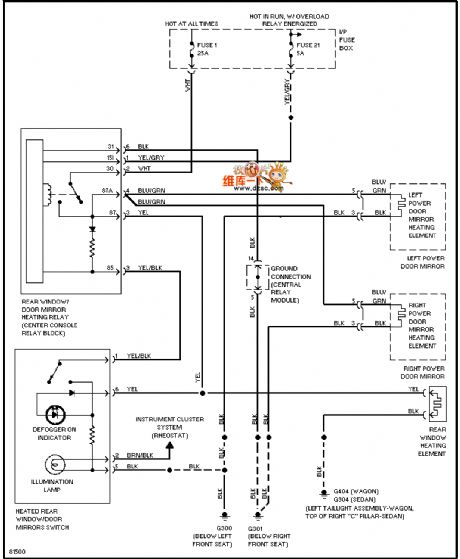 96 VOLVO 960 demister circuit diagram