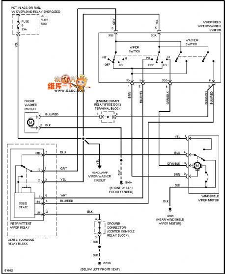 96 VOLVO anterior windscreen wiper circuit diagram