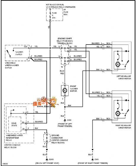 96 VOLVO headlight windscreen wiper circuit diagram